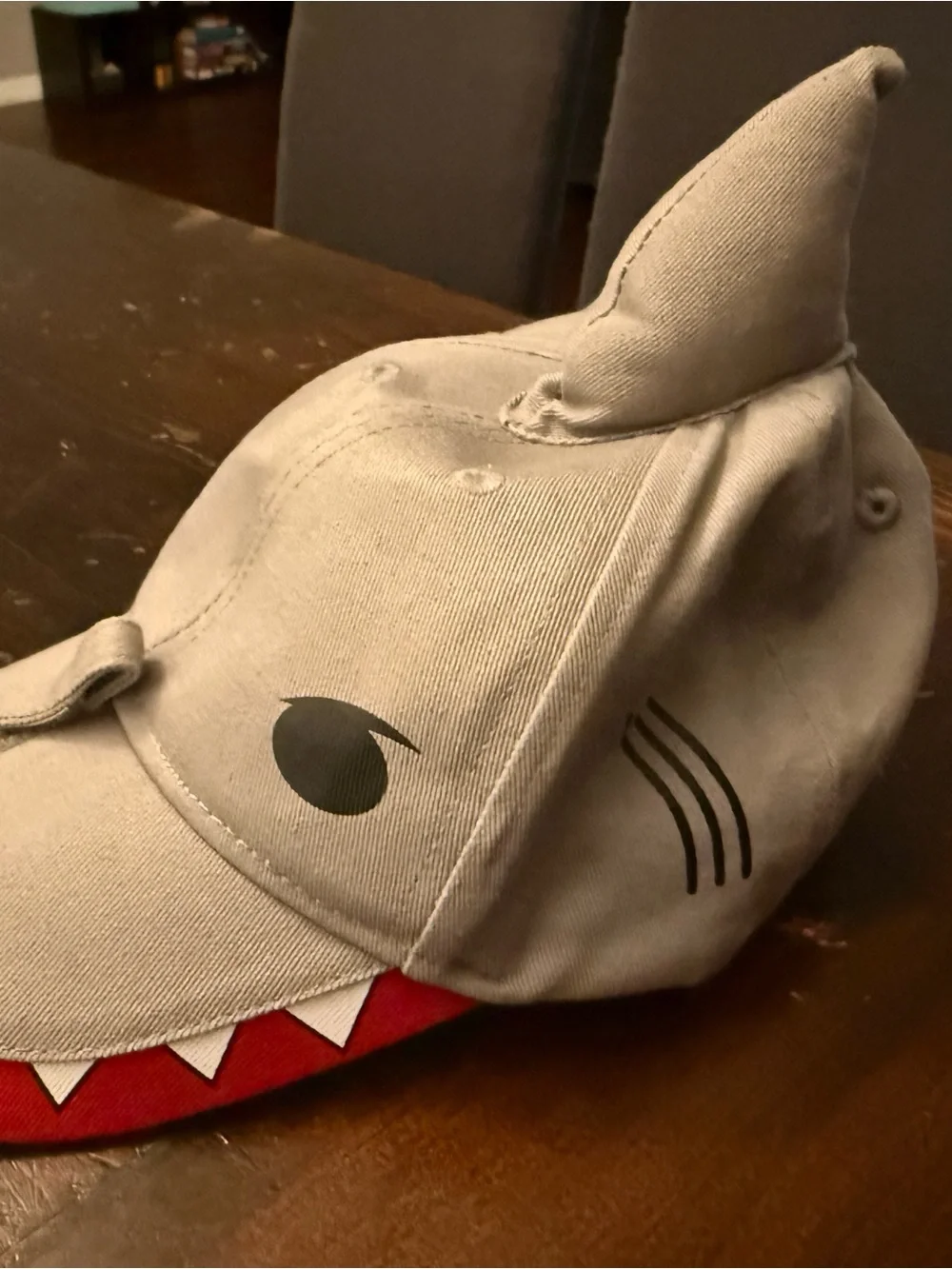 Kids Shark Character Baseball Cap - Gray & Red